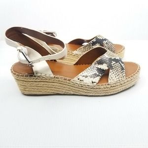Franco Sarto Pellia 2 Espadrille Snake Print‎ Wedge Sandal NWOT Size 9.5
